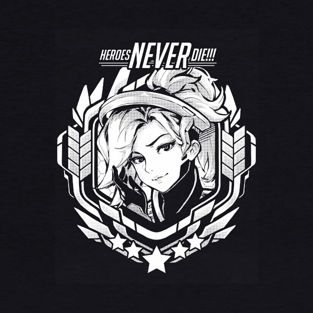 Mercy "Heroes Never Die!!" by RobotCatArt